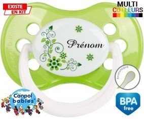 Fleur verte + prénom: Sucette Anatomique-su7.fr