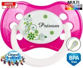 Fleur verte + prénom: Sucette Anatomique-su7.fr