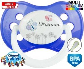 Tige fleur grise + prénom: Sucette Anatomique-su7.fr