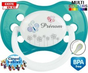 Tige fleur grise + prénom: Sucette Anatomique-su7.fr