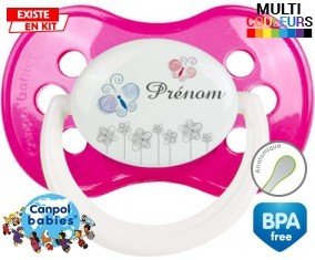 Tige fleur grise + prénom: Sucette Anatomique-su7.fr