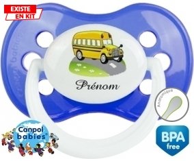 Bus jaune + prénom : Tétine Anatomique personnalisée