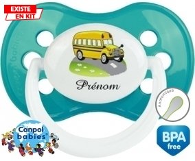 Bus jaune + prénom: Sucette Anatomique-su7.fr