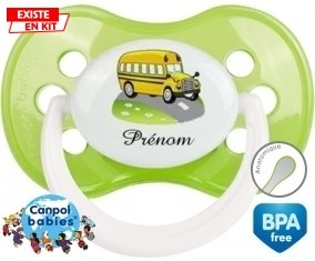 Bus jaune + prénom: Sucette Anatomique-su7.fr