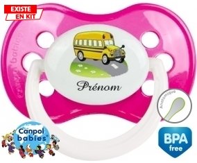 Bus jaune + prénom: Sucette Anatomique-su7.fr