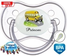 Bus jaune + prénom: Sucette Anatomique-su7.fr