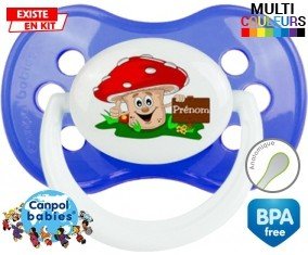 Tetine Champignon + prénom embout Anatomique personnalisée