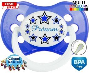 Étoile modèle (garçon) + prénom : Sucette Anatomique personnalisée
