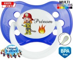 Pompier flamme + prénom: Sucette Anatomique-su7.fr