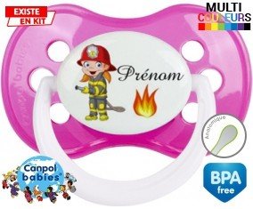 Pompier flamme + prénom: Sucette Anatomique-su7.fr
