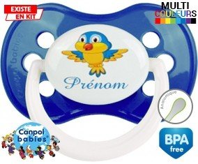 Oiseau bleu style1 + prénom: Sucette Anatomique-su7.fr