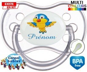 Oiseau bleu style1 + prénom: Sucette Anatomique-su7.fr