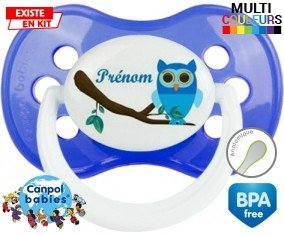 Hibou style1 + prénom : Sucette Anatomique personnalisée