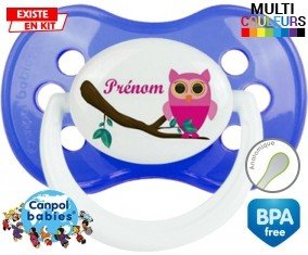Hibou rose + prénom : Tétine Anatomique personnalisée