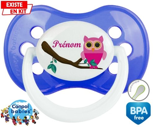 Hibou rose + prénom: Sucette Anatomique-su7.fr
