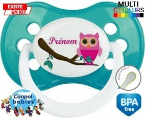 Hibou rose + prénom: Sucette Anatomique-su7.fr