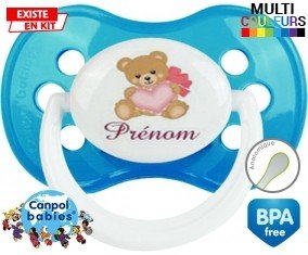 Ours cœur + prénom: Sucette Anatomique-su7.fr