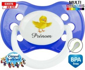Tetine Poussin + prénom embout Anatomique personnalisée