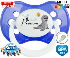 Phoque + prénom : Sucette Anatomique personnalisée