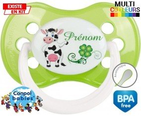 Vache et trèfle + prénom: Sucette Anatomique-su7.fr