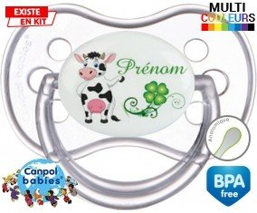 Vache et trèfle + prénom: Sucette Anatomique-su7.fr