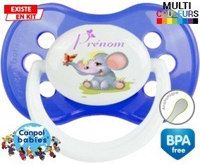 Eléphant style1 + prénom : Sucette Anatomique personnalisée