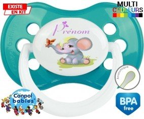 Eléphant style1 + prénom: Sucette Anatomique-su7.fr