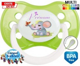 Eléphant style1 + prénom: Sucette Anatomique-su7.fr