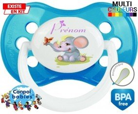 Eléphant style1 + prénom: Sucette Anatomique-su7.fr