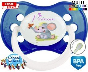 Eléphant style1 + prénom: Sucette Anatomique-su7.fr