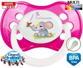 Eléphant style1 + prénom: Sucette Anatomique-su7.fr