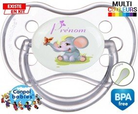 Eléphant style1 + prénom: Sucette Anatomique-su7.fr