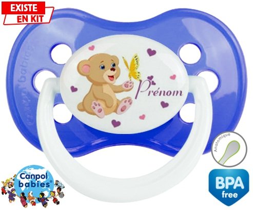 Ours papillon + prénom: Sucette Anatomique-su7.fr
