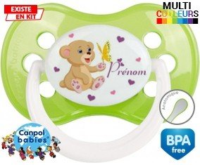 Ours papillon + prénom: Sucette Anatomique-su7.fr