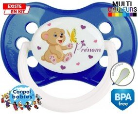 Ours papillon + prénom: Sucette Anatomique-su7.fr