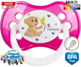 Ours papillon + prénom: Sucette Anatomique-su7.fr