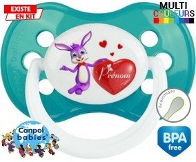 Lapin cœur + prénom: Sucette Anatomique-su7.fr