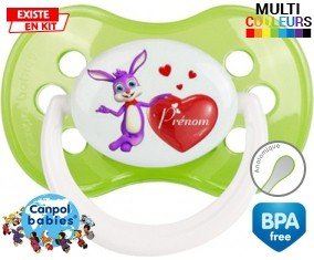 Tetine Lapin cœur + prénom embout Anatomique