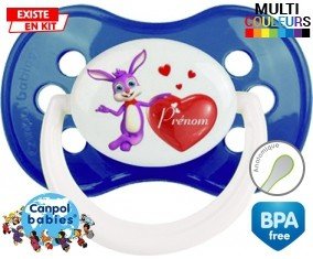 Lapin cœur + prénom: Sucette Anatomique-su7.fr