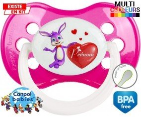 Lapin cœur + prénom: Sucette Anatomique-su7.fr