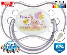 Lapin train + prénom: Sucette Anatomique-su7.fr