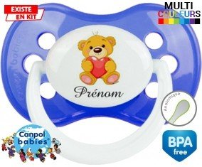 Ourson (garçon) + prénom : Tétine Anatomique personnalisée