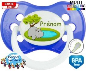 Hypopotame + prénom : Sucette Anatomique personnalisée
