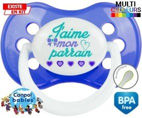 Tetine J'aime mon parrain style2 embout Anatomique personnalisée