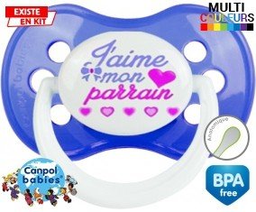 Tetine J'aime mon parrain style3 embout Anatomique personnalisée