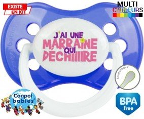 Tetine J'ai une marraine qui déchire style2 embout Anatomique personnalisée