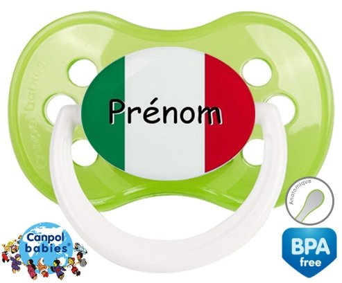 Drapeau italie + prénom: Sucette Anatomique-su7.fr