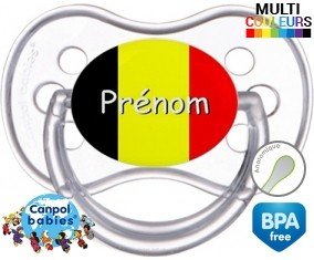 Drapeau belgique + prénom: Sucette Anatomique-su7.fr