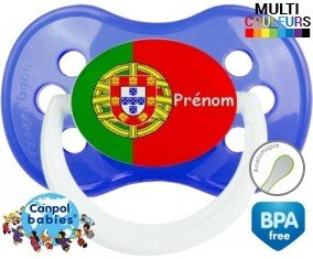 Drapeau portugal + prénom : Sucette Anatomique personnalisée