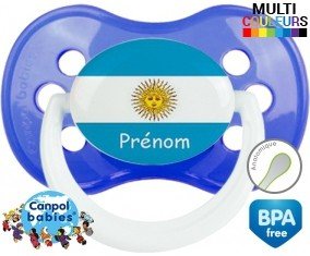 Tetine Drapeau argentine + prénom embout Anatomique personnalisée